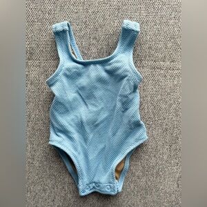 Blue Textured One-Piece baby Swimsuit